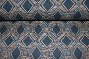 Dekostoff grafisches Muster Leinen Look indigo (10 cm)
