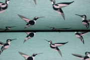 Dekostoff Kolibris Leinen Look dusty mint (10 cm)
