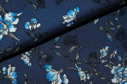 Viskose-Twill "Blumenreigen" blau (10 cm)