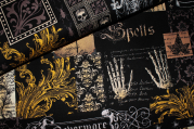 Designerbaumwollstoff Nevermore Collage Rapport (ca. 57 cm)
