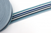 Gurtband Streifen verschiedene Blautöne/ naturweiß 40 mm (1 m)