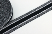 Gurtband meliert mit Streifen schwarz/ weiß 40 mm (1 m)